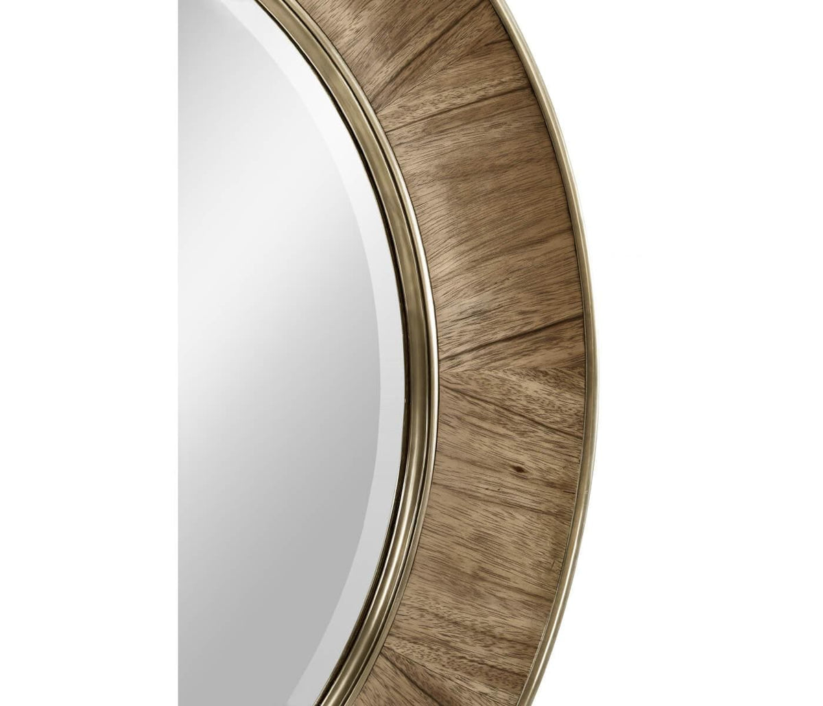 Jonathan Charles Golden Amber & Brass Round Wall Mirror - Small.
