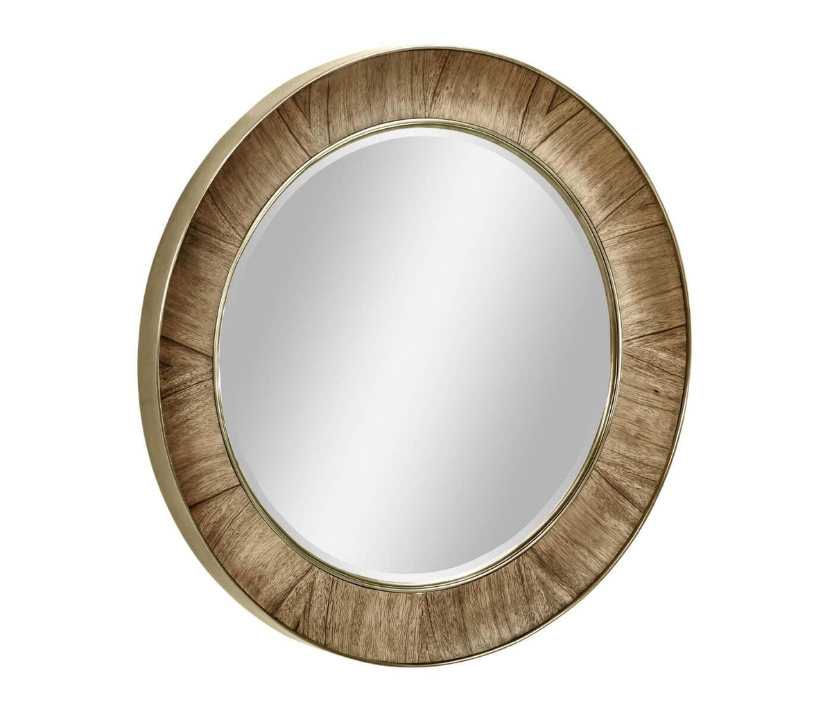 Jonathan Charles Golden Amber & Brass Round Wall Mirror - Small.