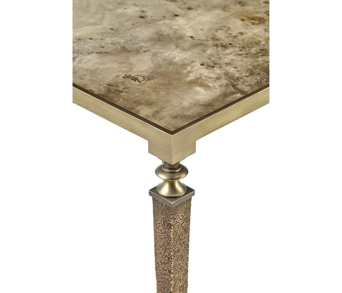 Jonathan Charles Golden Amber & Brass Side Table.
