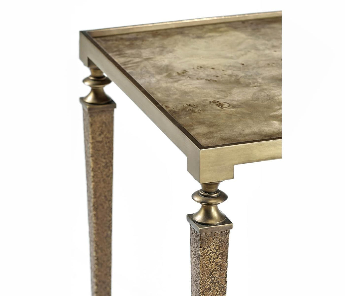 Jonathan Charles Golden Amber & Brass Side Table.
