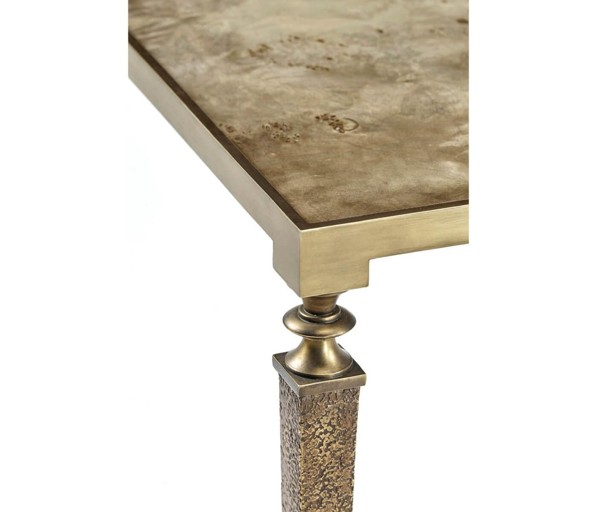 Jonathan Charles Golden Amber & Brass Side Table.