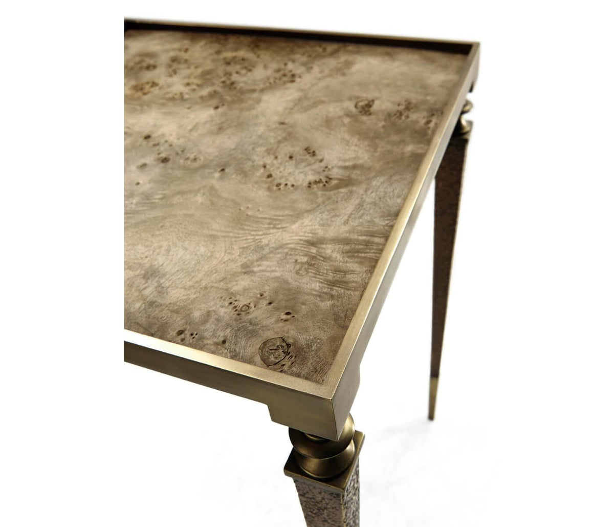 Jonathan Charles Golden Amber & Brass Side Table.