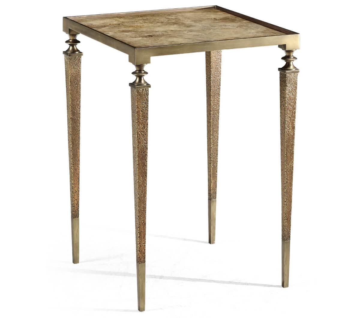 Jonathan Charles Golden Amber & Brass Side Table.
