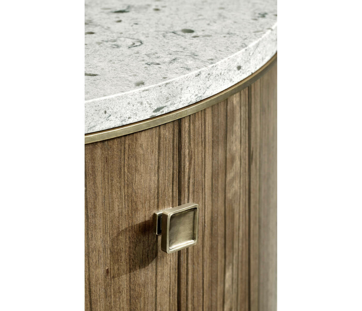 Jonathan Charles Golden Amber Drum Table Speckled Marble Top.