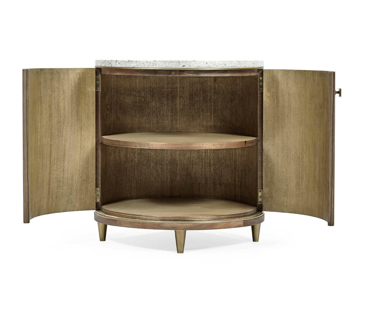 Jonathan Charles Golden Amber Drum Table Speckled Marble Top.