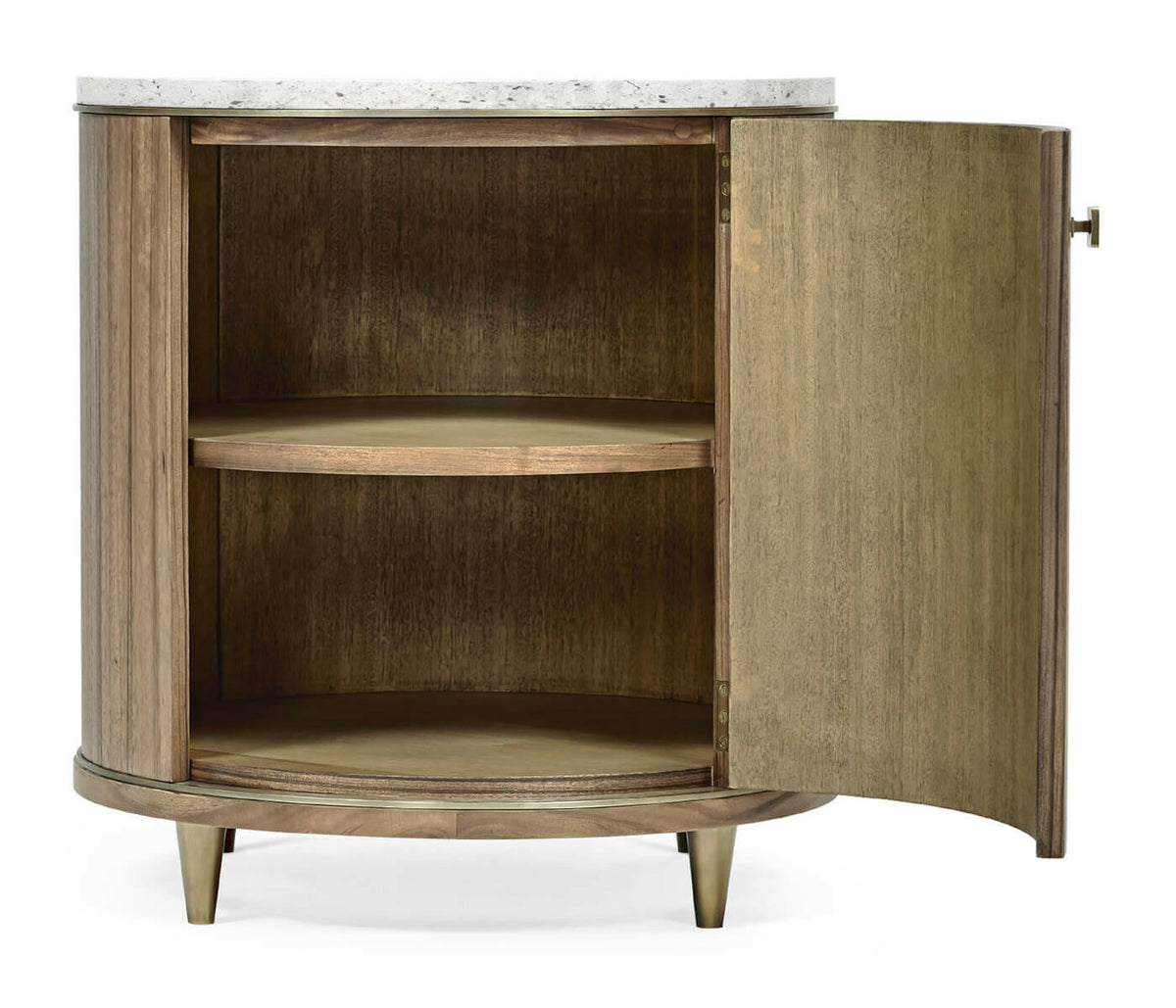 Jonathan Charles Golden Amber Drum Table Speckled Marble Top.