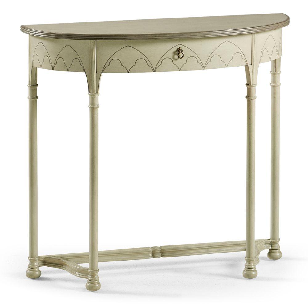 Jonathan Charles Gothic Painted Sage Console Table.