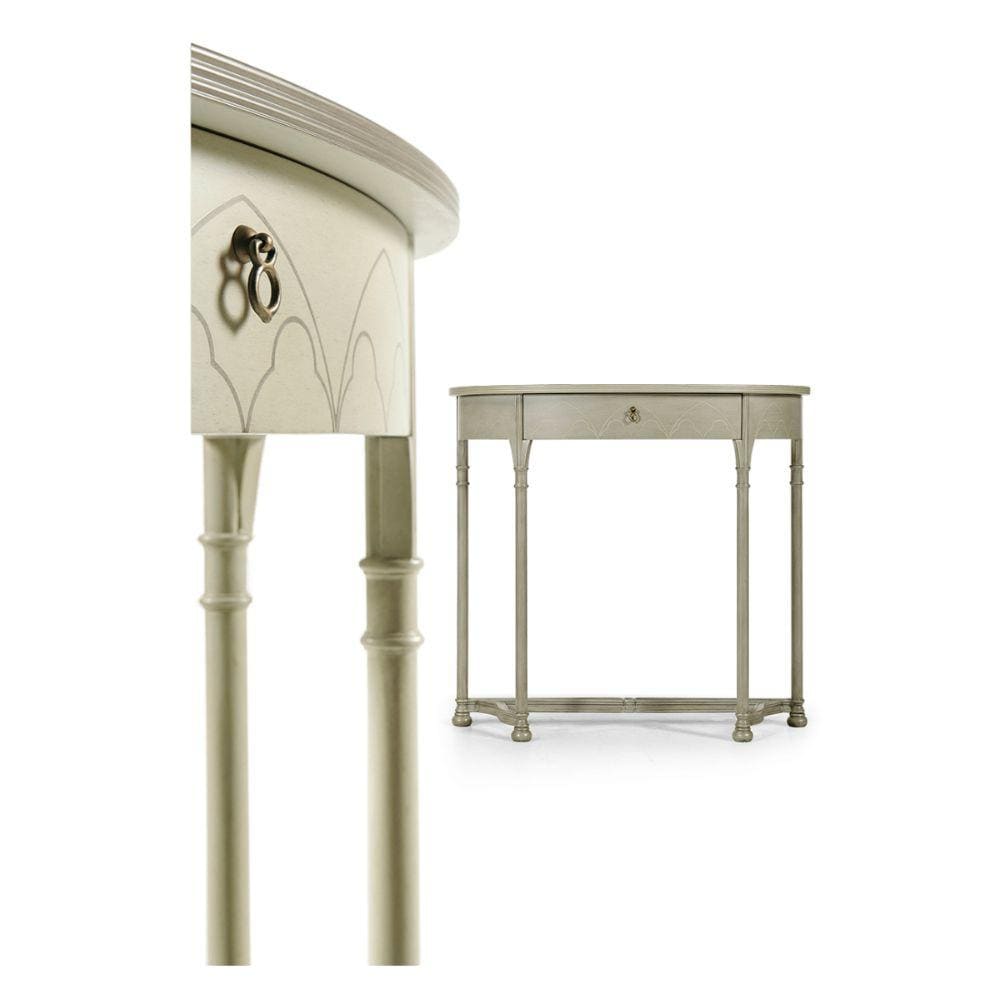 Jonathan Charles Gothic Painted Sage Console Table.