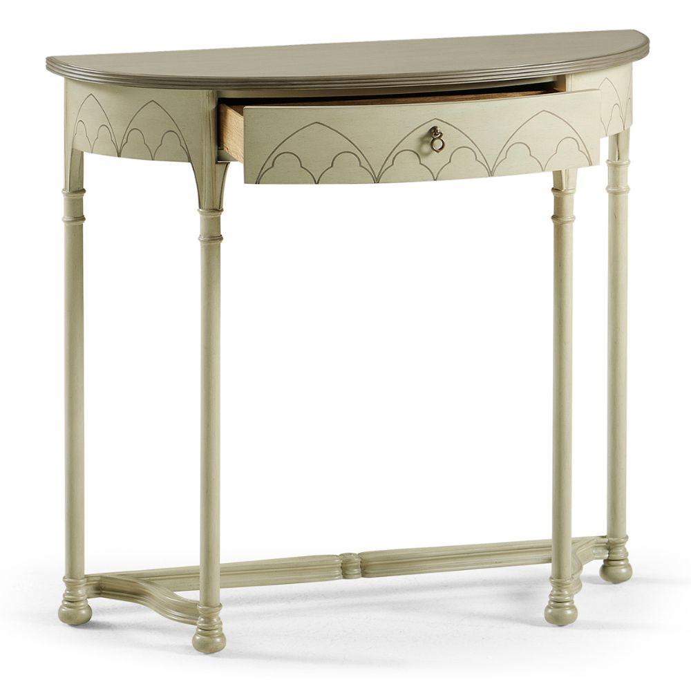 Jonathan Charles Gothic Painted Sage Console Table.