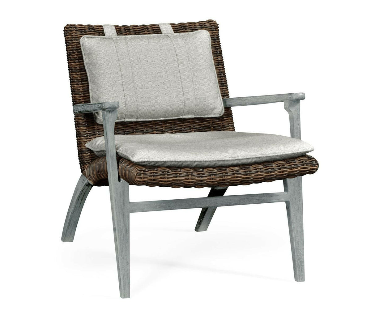 Jonathan Charles Hampton Cloudy Grey & Rattan Outdoor Lounge Chair.