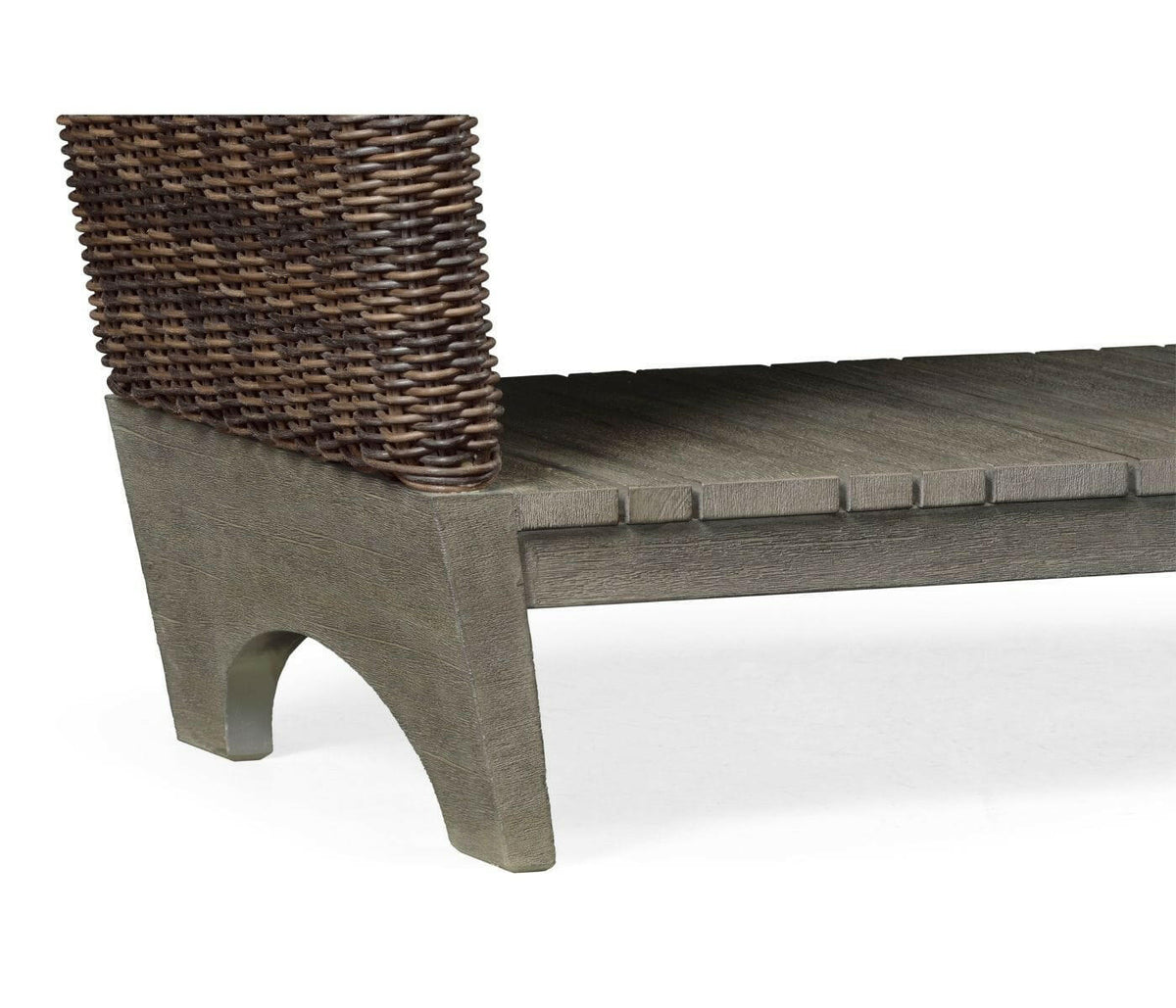 Jonathan Charles Hampton Curved Outdoor Console Table in Grey.