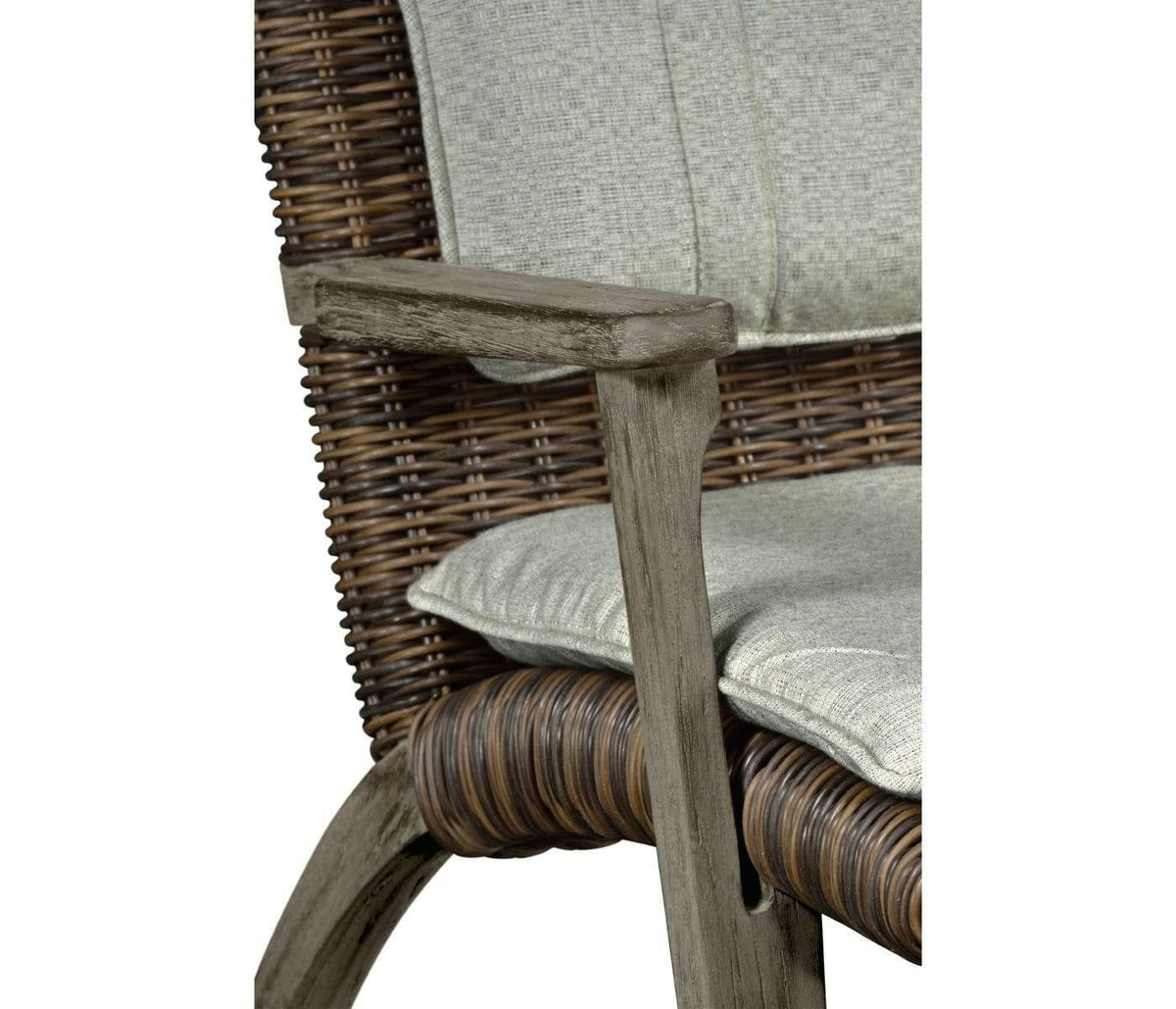 Jonathan Charles Hampton Grey & Rattan Outdoor Lounge Chair.