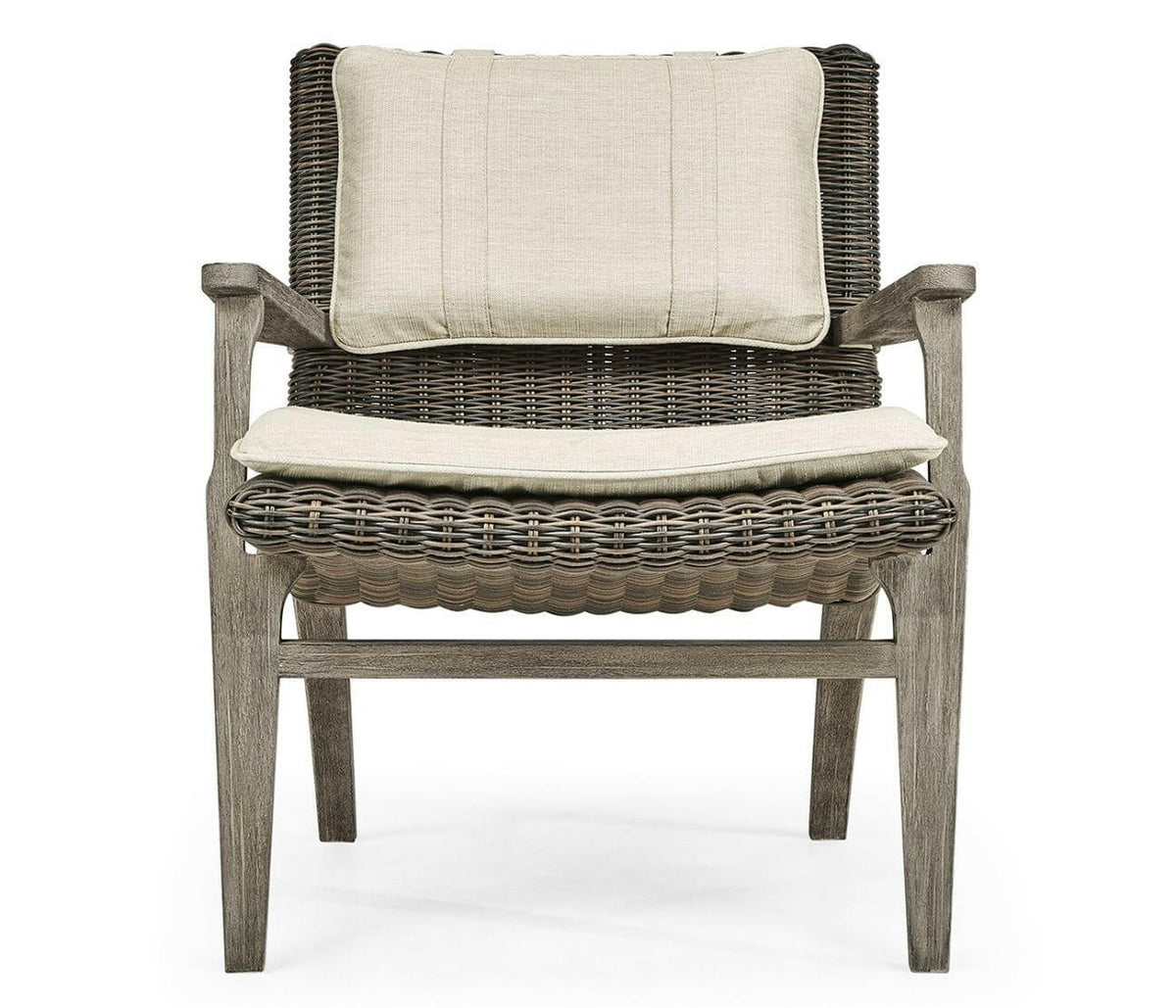Jonathan Charles Hampton Grey & Rattan Outdoor Lounge Chair.