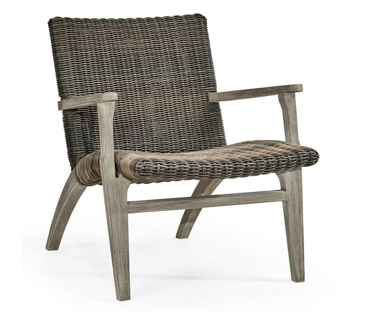 Jonathan Charles Hampton Grey & Rattan Outdoor Lounge Chair.