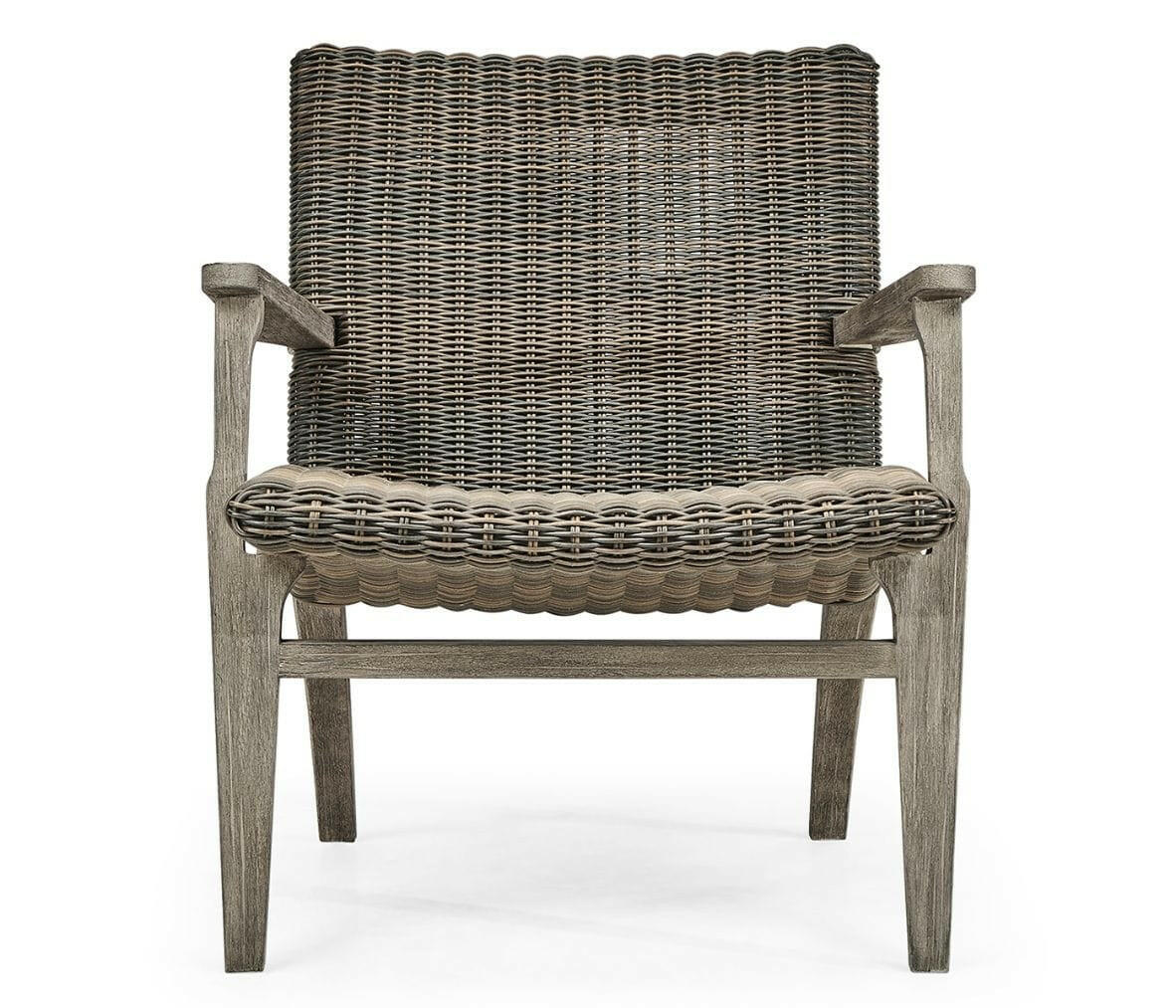 Jonathan Charles Hampton Grey & Rattan Outdoor Lounge Chair.