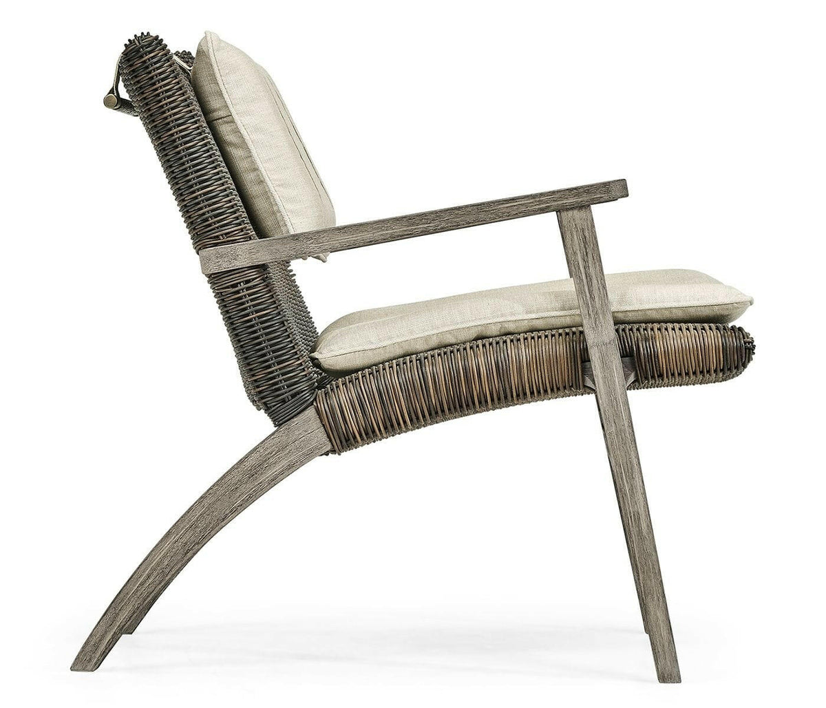 Jonathan Charles Hampton Grey & Rattan Outdoor Lounge Chair.