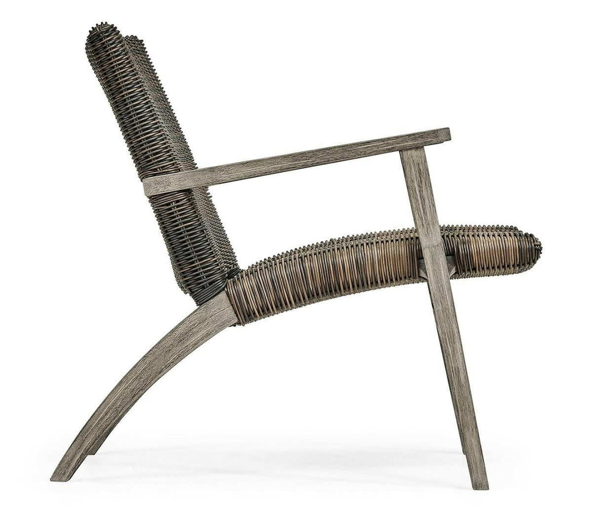 Jonathan Charles Hampton Grey & Rattan Outdoor Lounge Chair.
