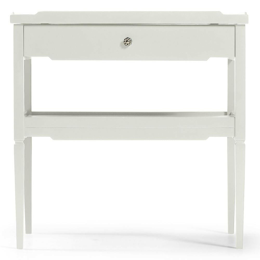 Jonathan Charles Lacquered White Side Table with Drawer.