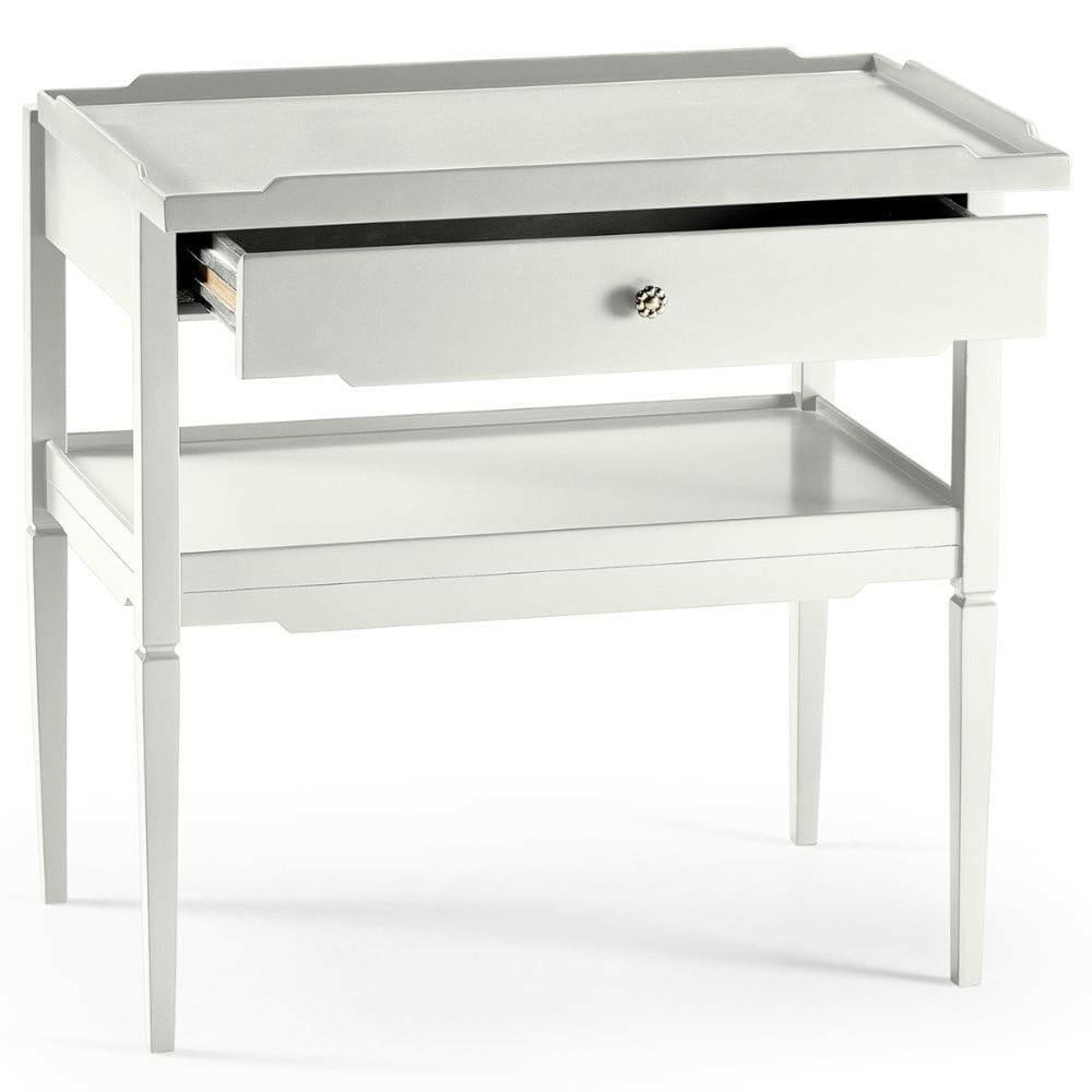 Jonathan Charles Lacquered White Side Table with Drawer.