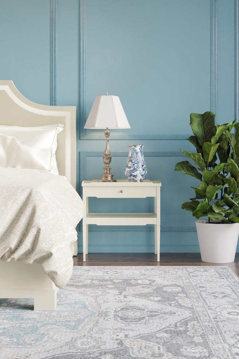 Jonathan Charles Lacquered White Side Table with Drawer.