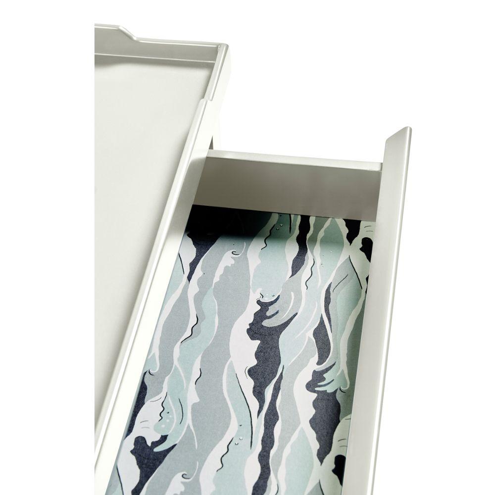 Jonathan Charles Lacquered White Side Table with Drawer.