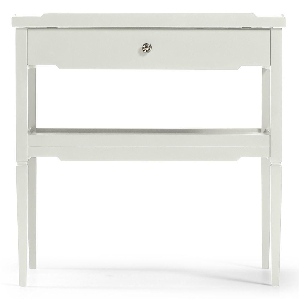 Jonathan Charles Lacquered White Side Table with Drawer.