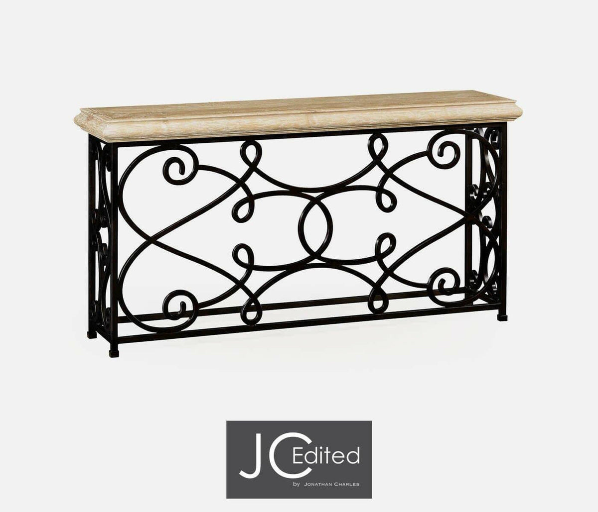 Jonathan Charles Large Console Table Wrought Iron - Limed.