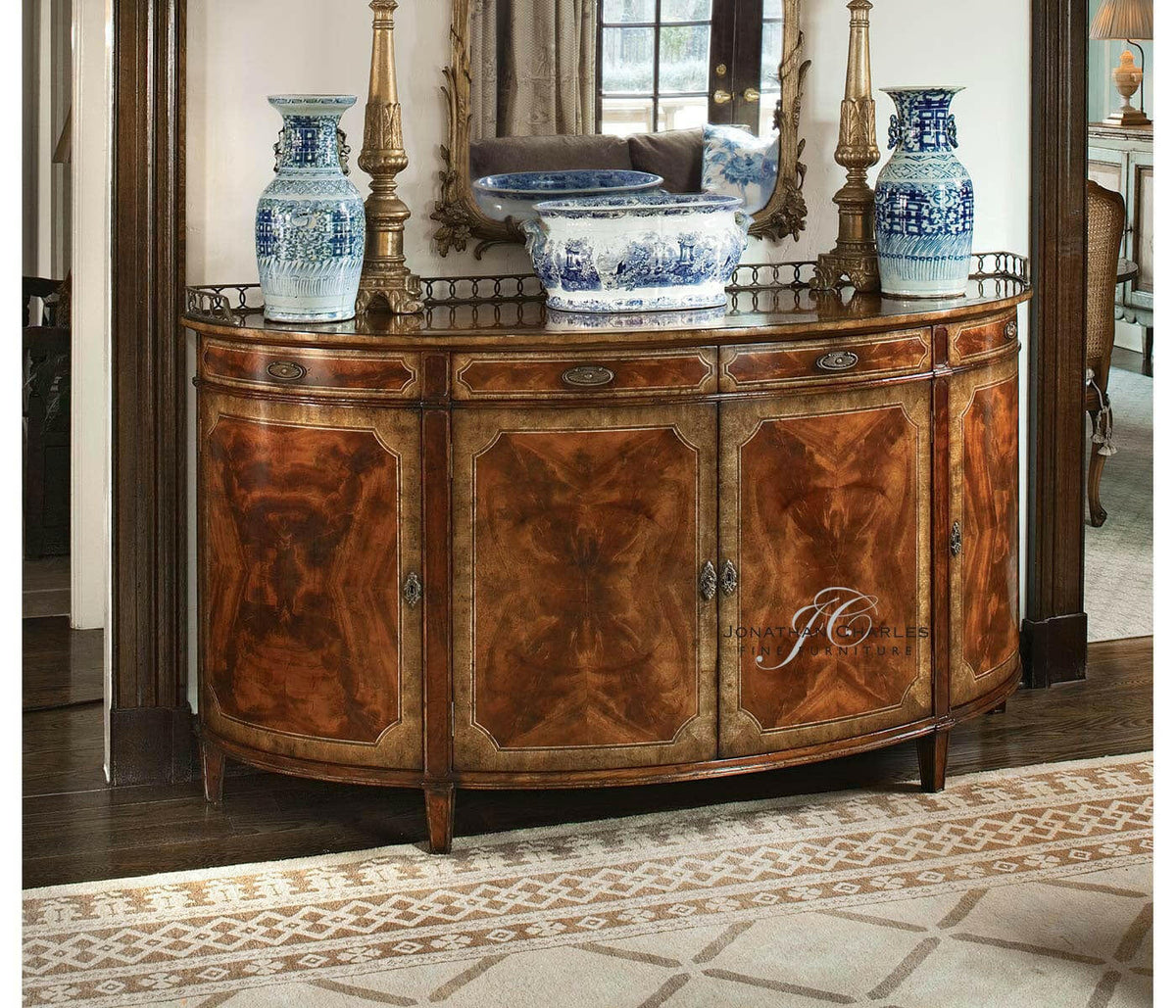 Jonathan Charles Large Demilune Sideboard Georgian.