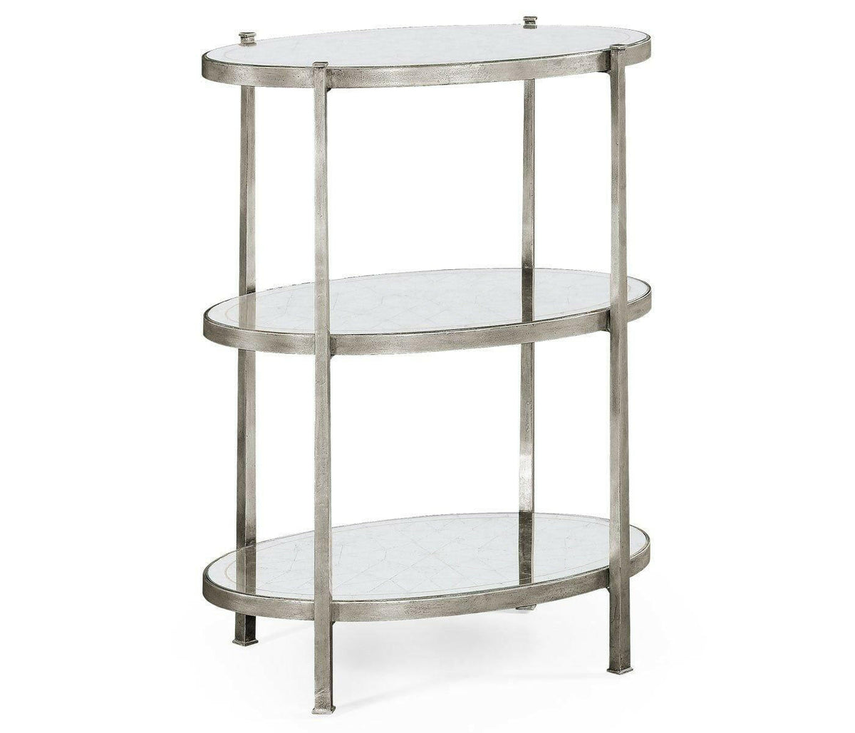 Jonathan Charles Large Oval Side Table Contemporary Three-tier - Silver.