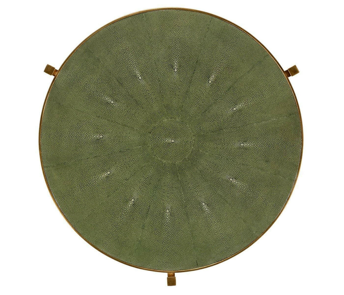Jonathan Charles Large Round Lamp Table Contemporary in Green Shagreen - Gilded.