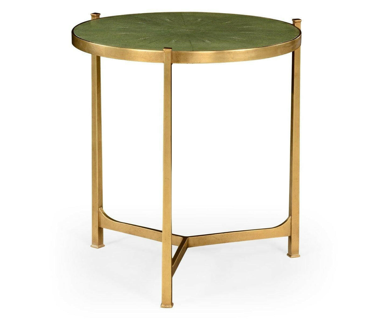 Jonathan Charles Large Round Lamp Table Contemporary in Green Shagreen - Gilded.