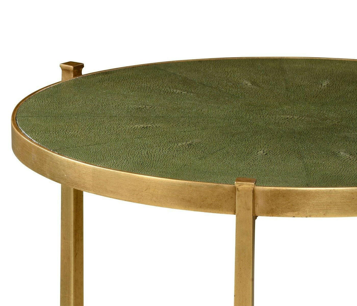 Jonathan Charles Large Round Lamp Table Contemporary in Green Shagreen - Gilded.