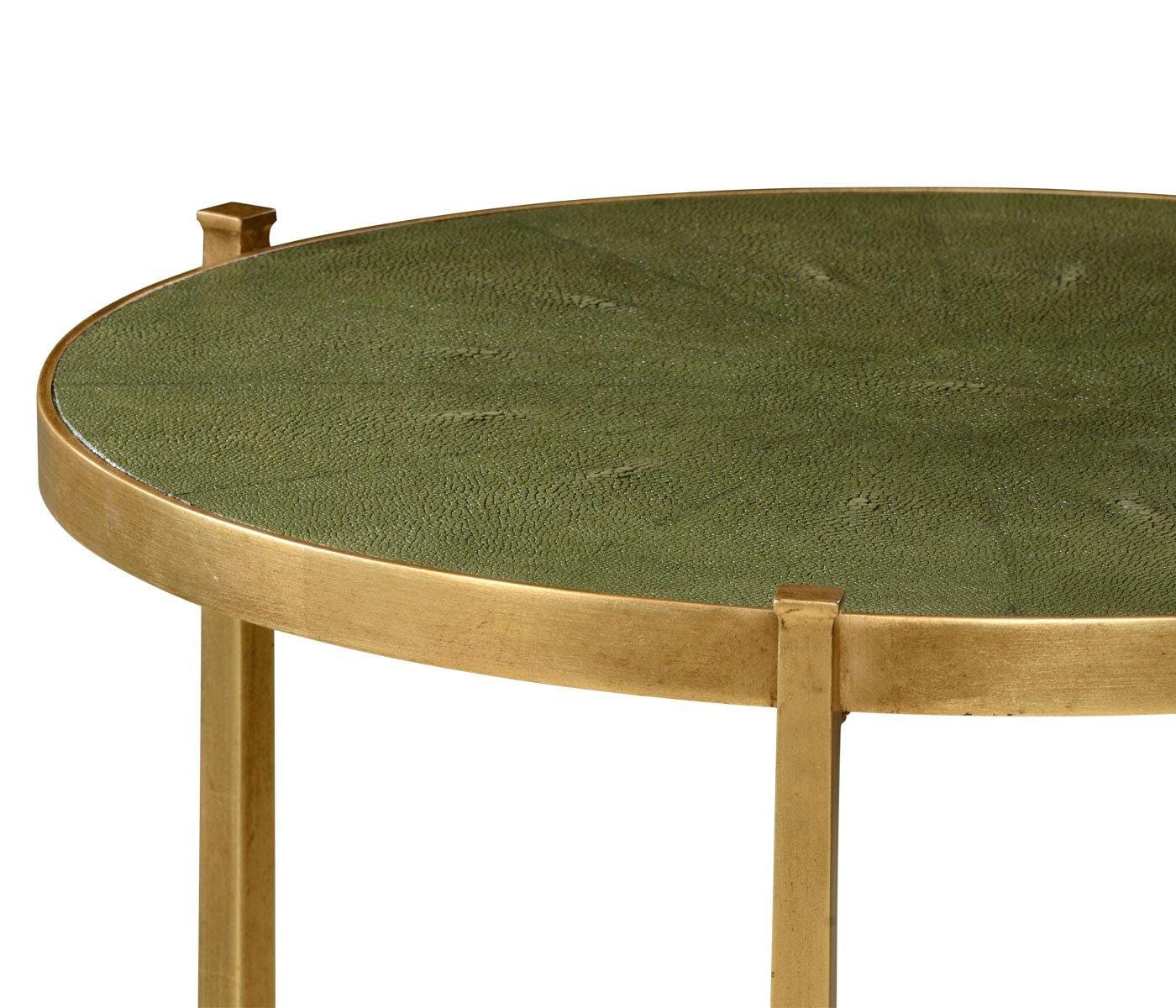 Jonathan Charles Living Jonathan Charles Large Round Lamp Table Contemporary in Green Shagreen - Gilded House of Isabella UK