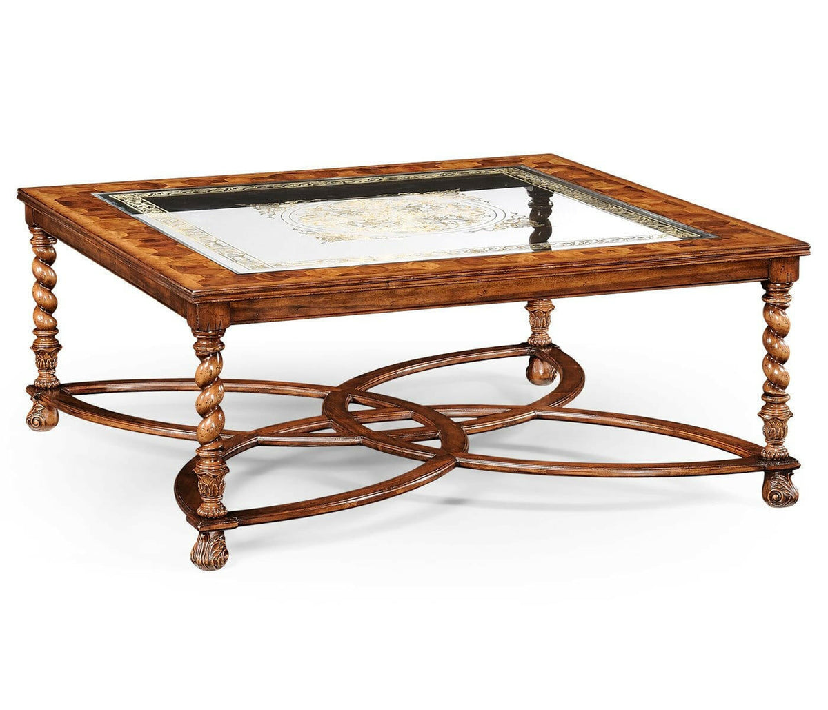 Jonathan Charles Large Square Coffee Table Oyster - Eglomise Top.