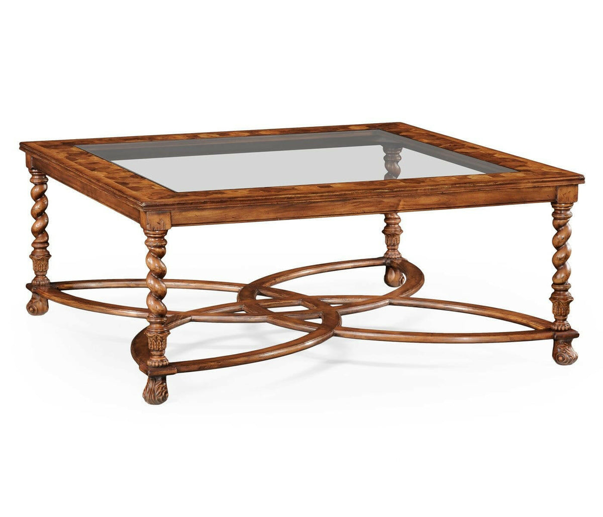 Jonathan Charles Large Square Coffee Table Oyster - Glass Top.