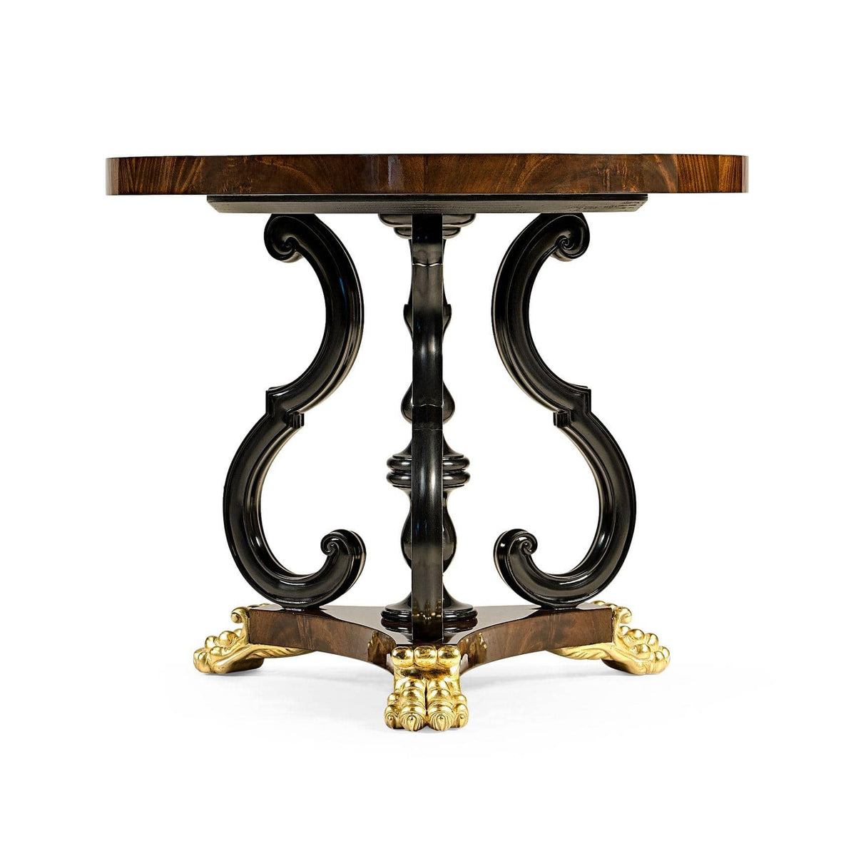 Jonathan Charles Mahogany Centre Table with Gilded Lions Paw Feet.