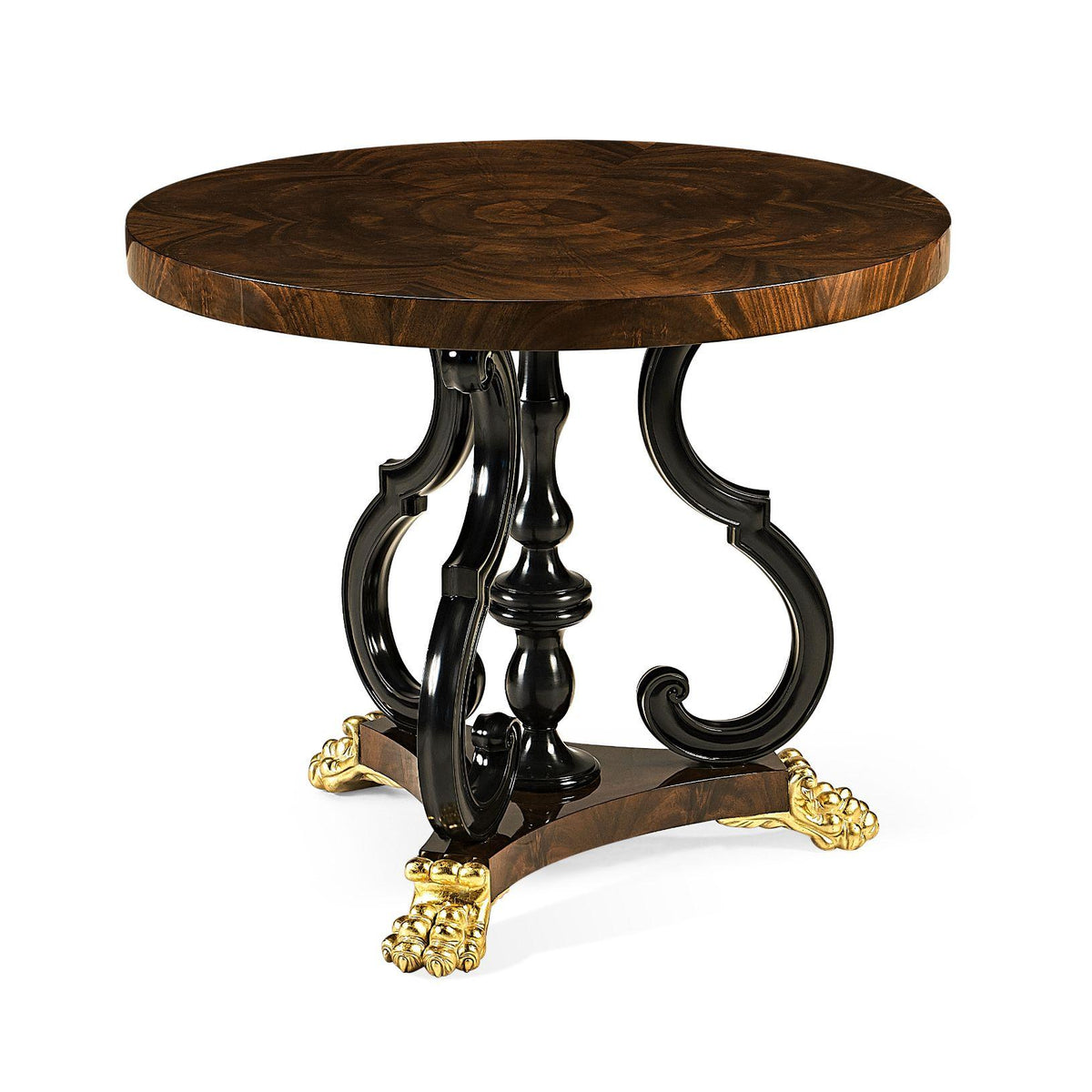 Jonathan Charles Mahogany Centre Table with Gilded Lions Paw Feet.