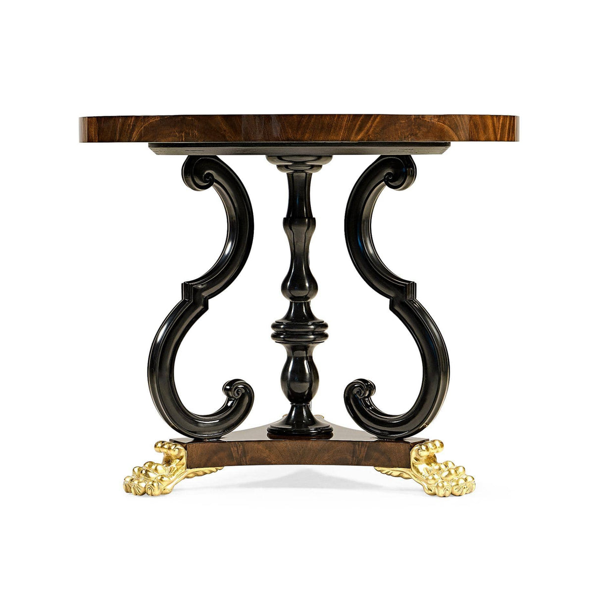 Jonathan Charles Mahogany Centre Table with Gilded Lions Paw Feet.