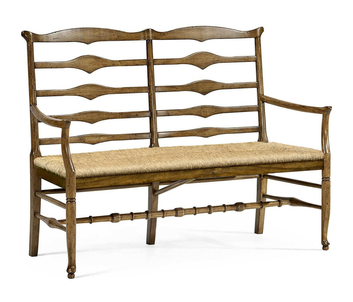 Jonathan Charles Medium Driftwood Double Bench Ladder Back - Rushed Seat.
