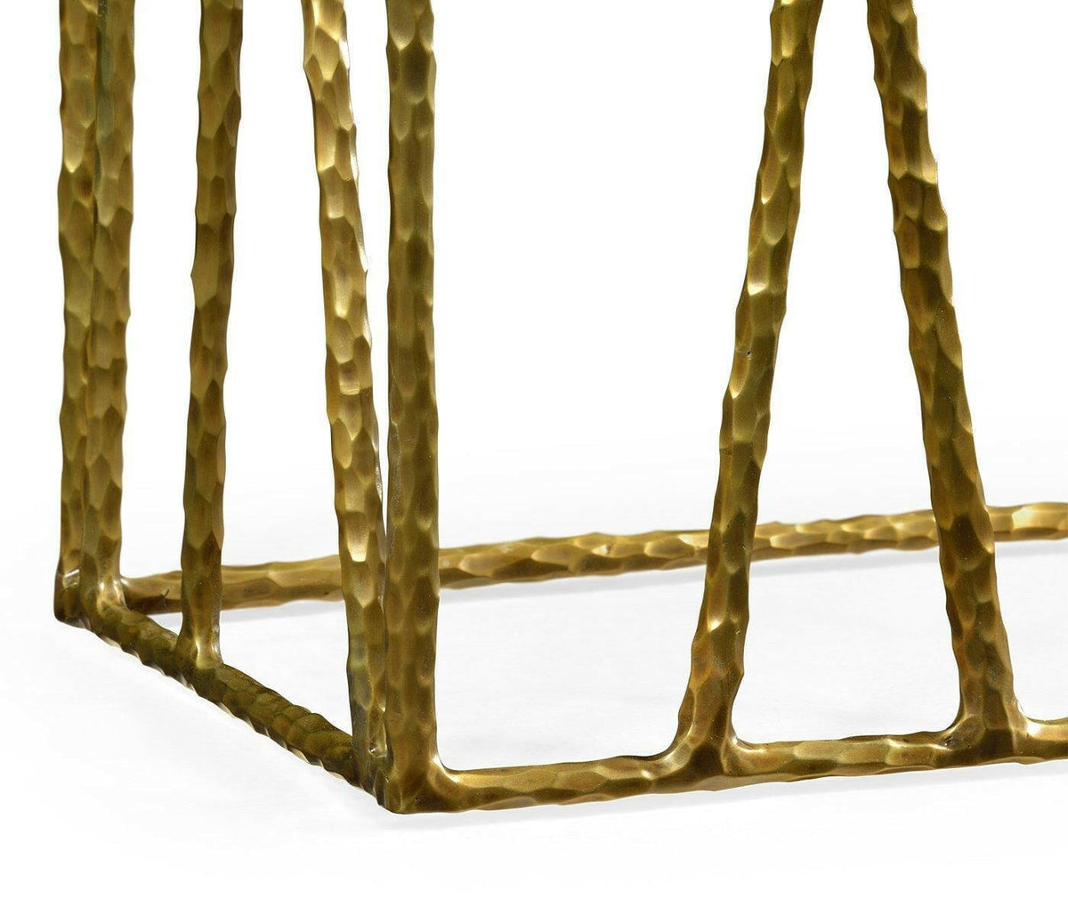 Jonathan Charles Narrow Console Table Hammered with Celadon Top - Brass.