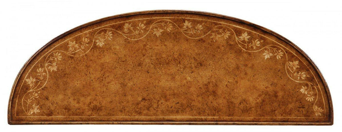 Jonathan Charles Narrow Demilune Console Table Gothic in Walnut.