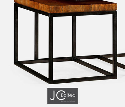 Jonathan Charles Living Jonathan Charles Nesting Coffee Table Wrought Iron in Rustic Walnut House of Isabella UK