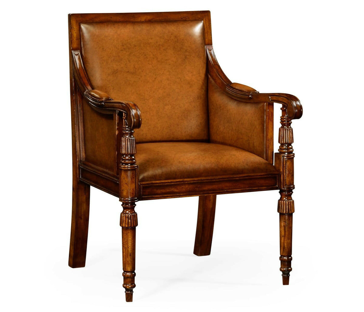 Jonathan Charles Occasional Chair Bergere - Chestnut Leather.