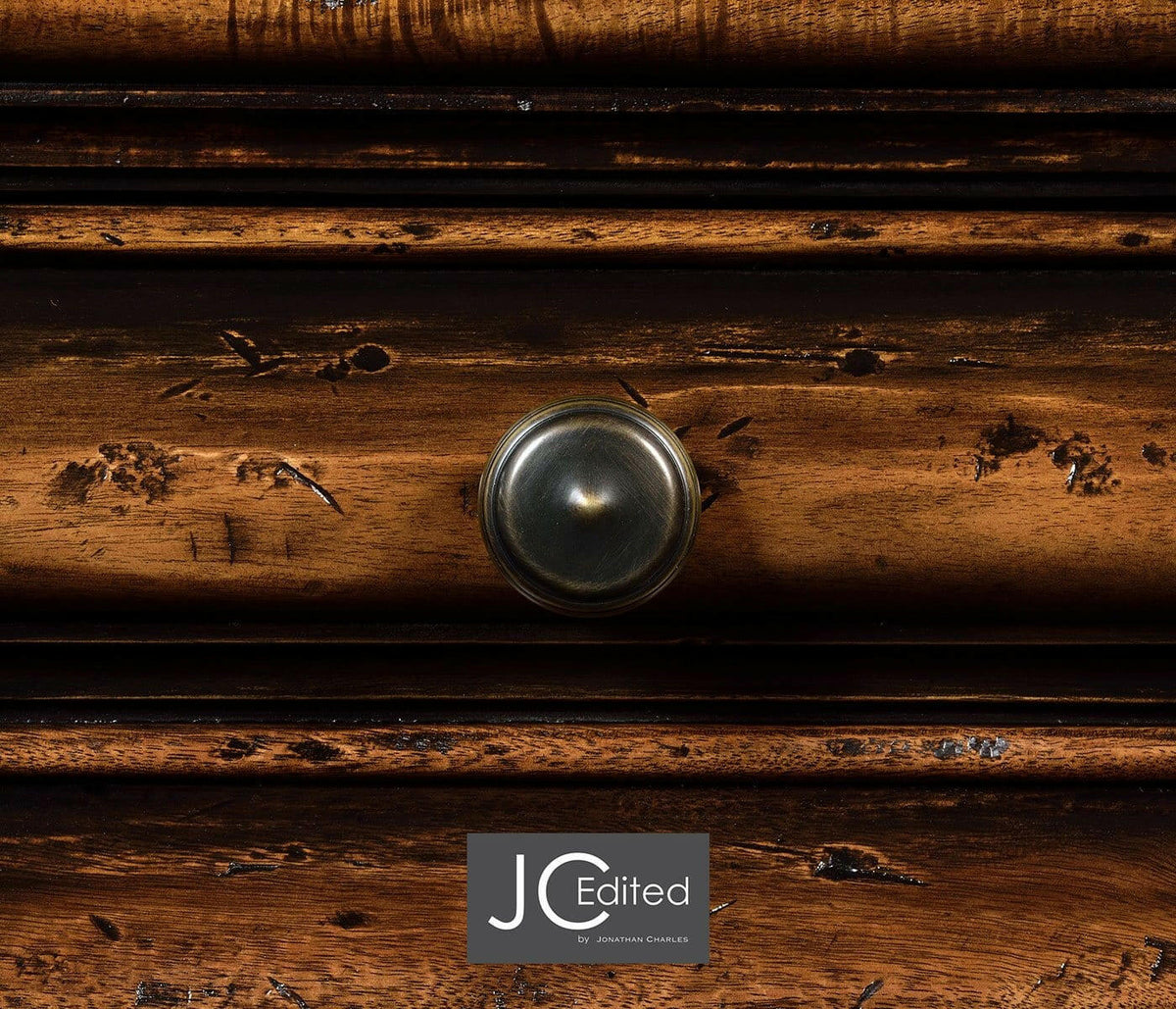 Jonathan Charles Octagon Side Table with Drawers Eclectic - Rustic Walnut.