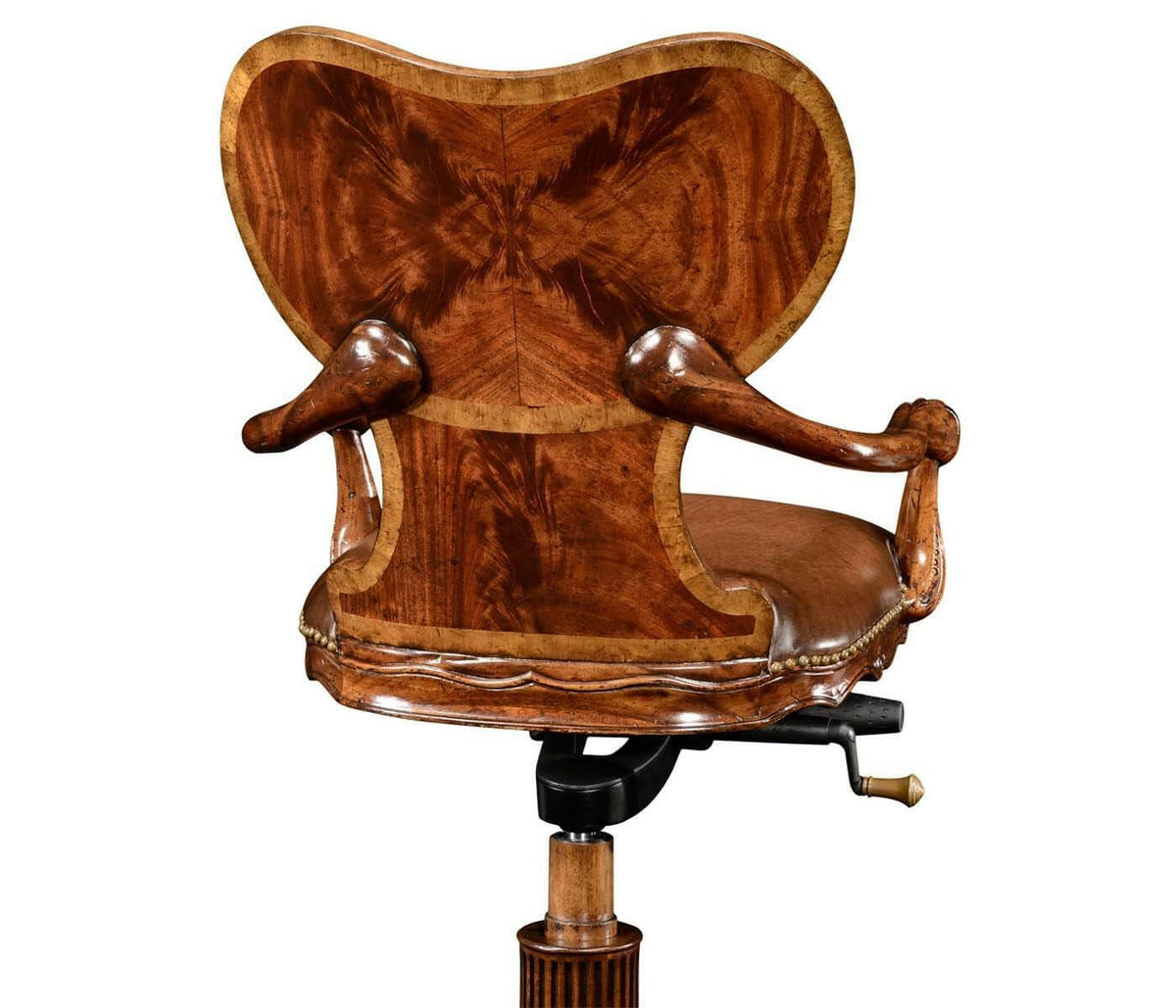 Jonathan Charles Office Chair Georgian in Chestnut Leather.