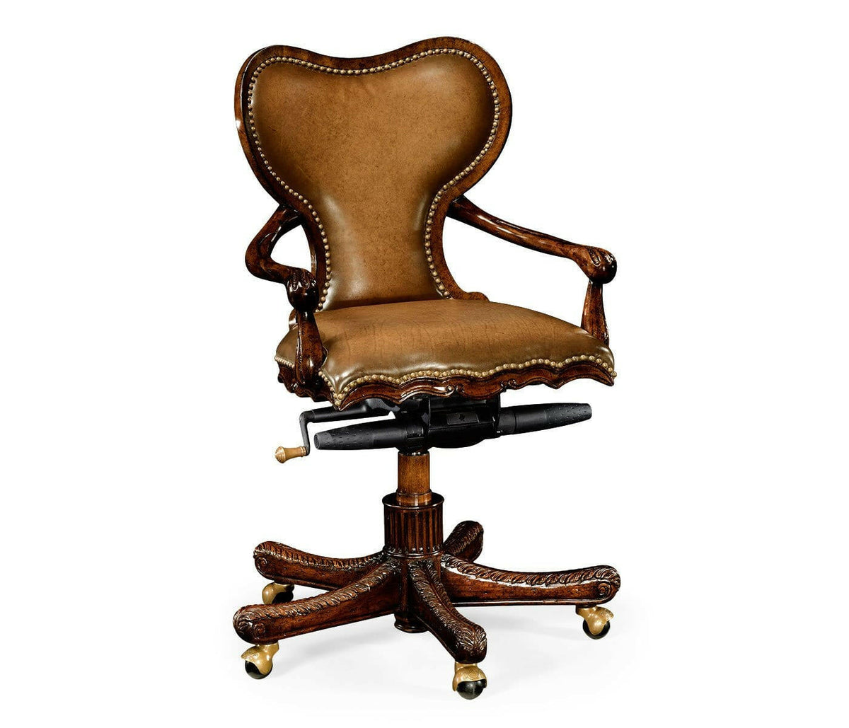 Jonathan Charles Office Chair Georgian in Chestnut Leather.