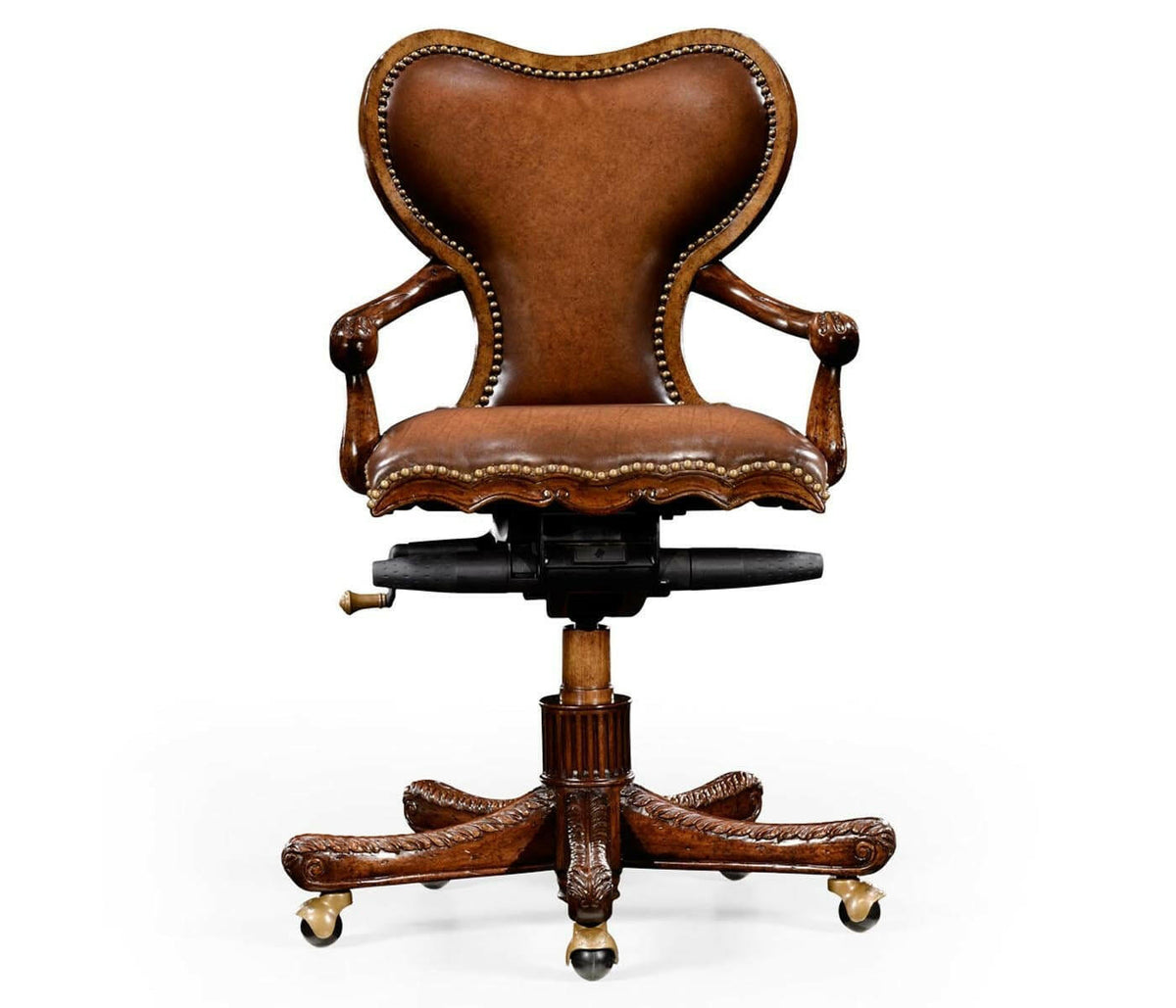 Jonathan Charles Office Chair Georgian in Chestnut Leather.