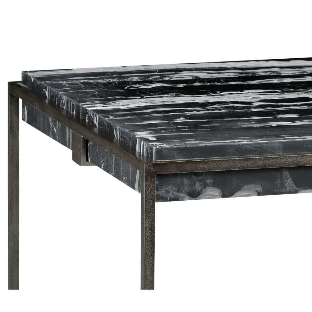 Jonathan Charles Outdoor Coffee Table with Black Marble Top.