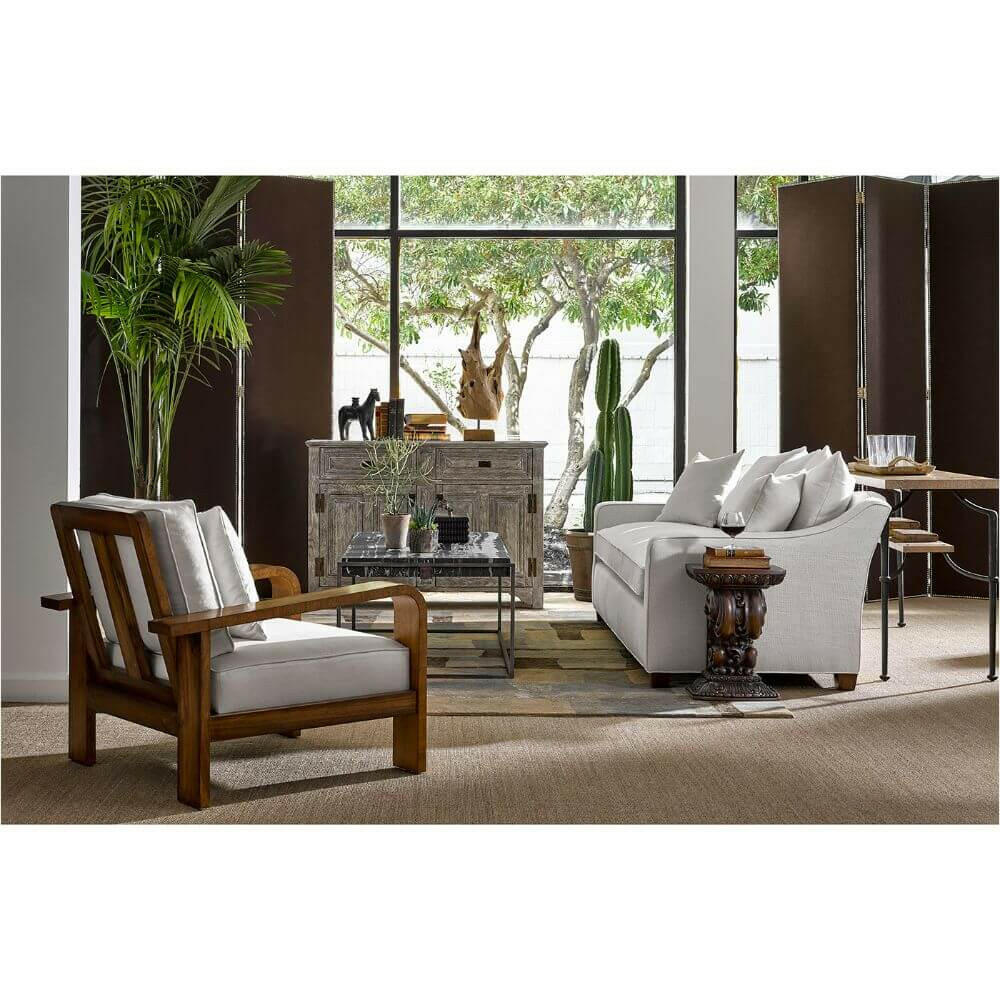 Jonathan Charles Outdoor Coffee Table with Black Marble Top.