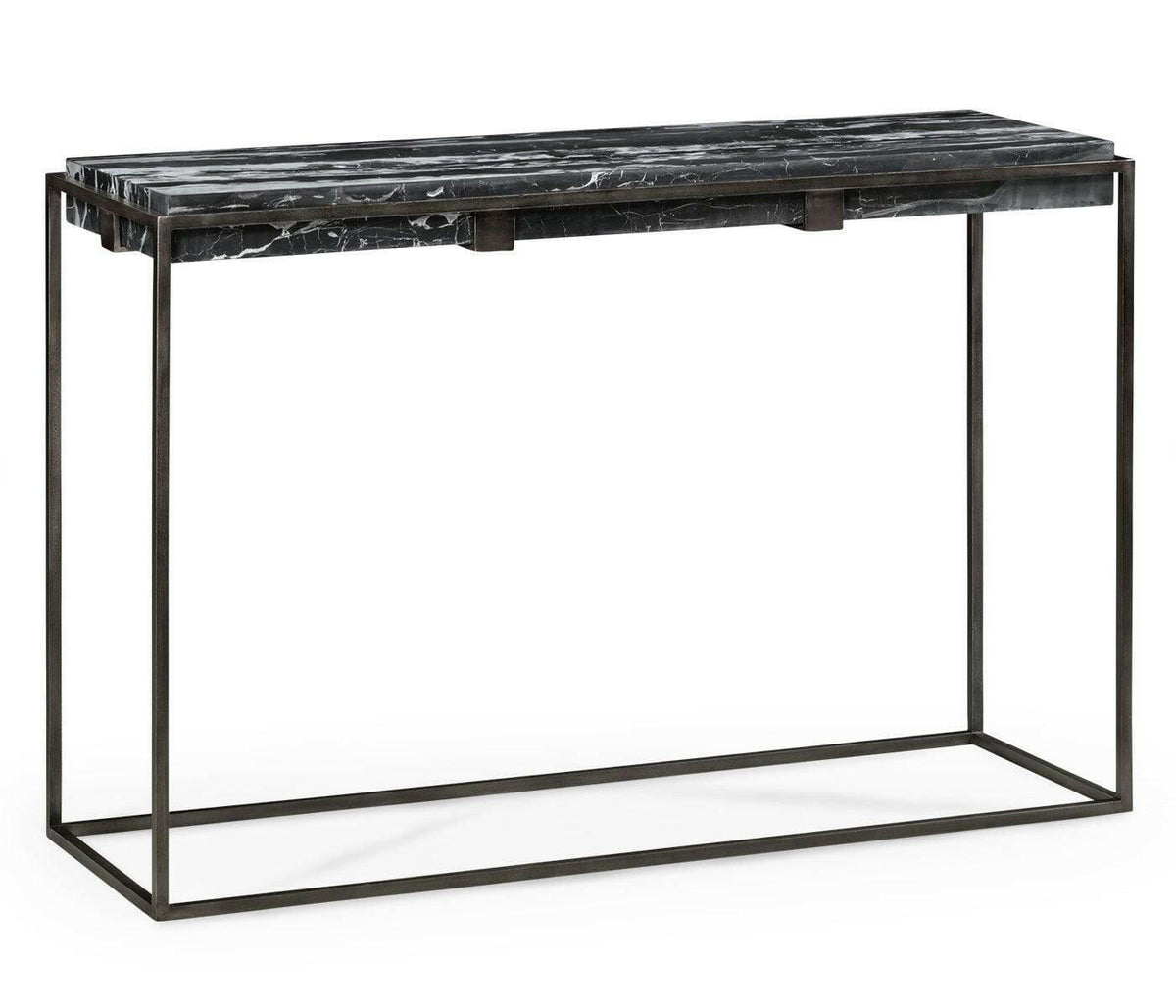 Jonathan Charles Outdoor Console Table with Black Marble Top.